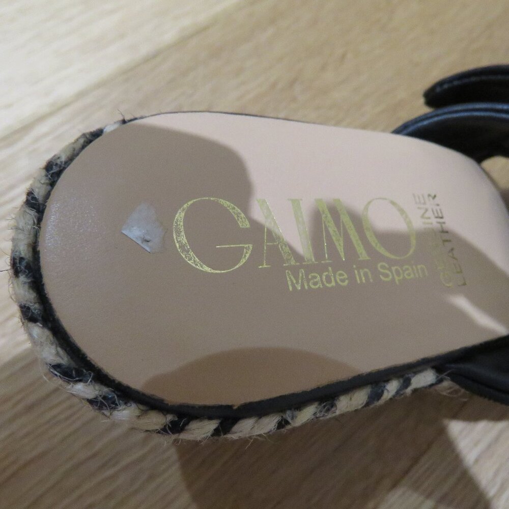 GAIMO Karoo Black Leather Cross Over Slip On Jute Platform Clog Sandals 10.5 - Picture 13 of 15
